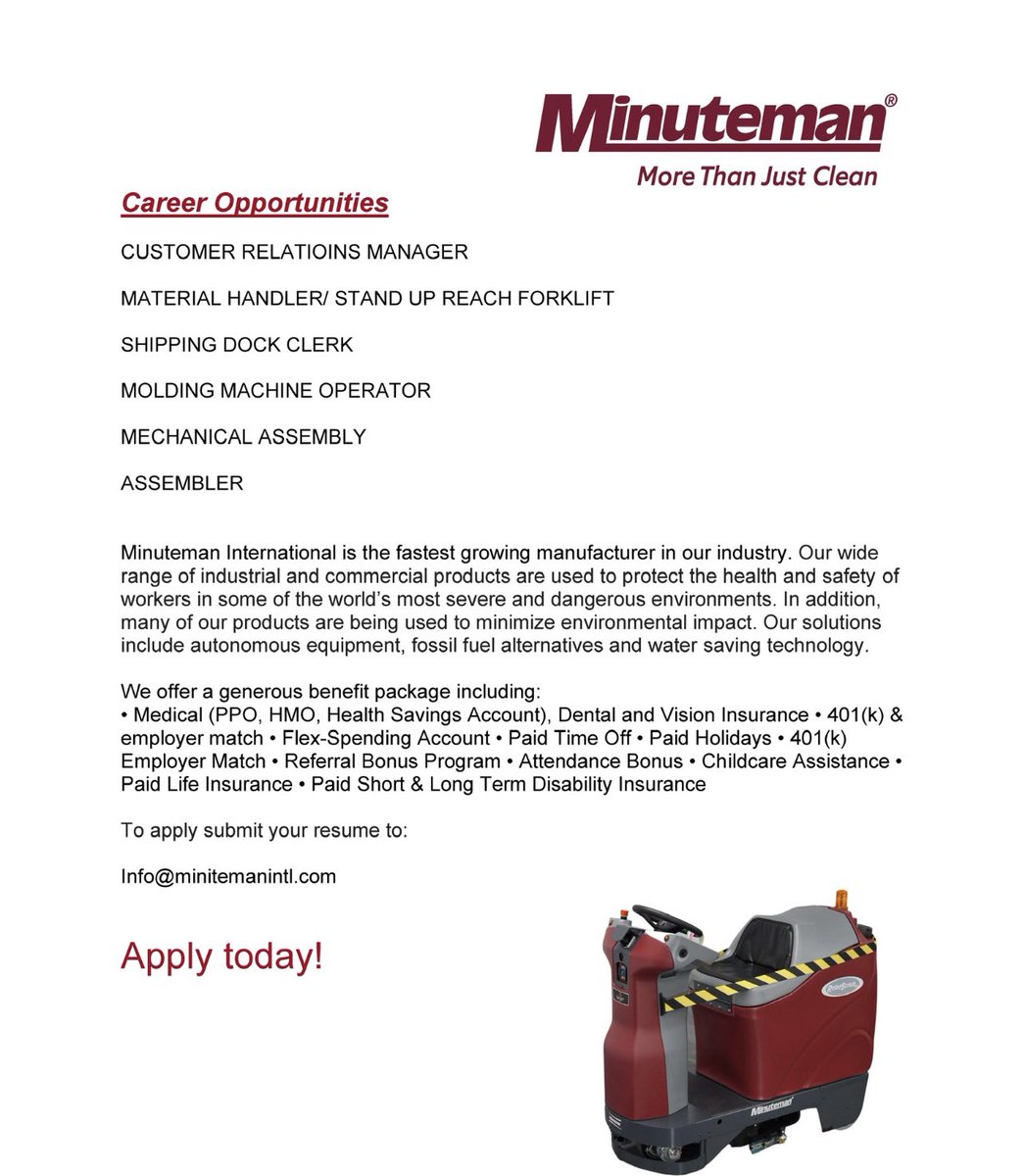 Minuteman_Intl's tweet photo. Join our team!
Submit your resume today!
Info@minutemanintl.com https://t.co/KiQKbHZwXQ