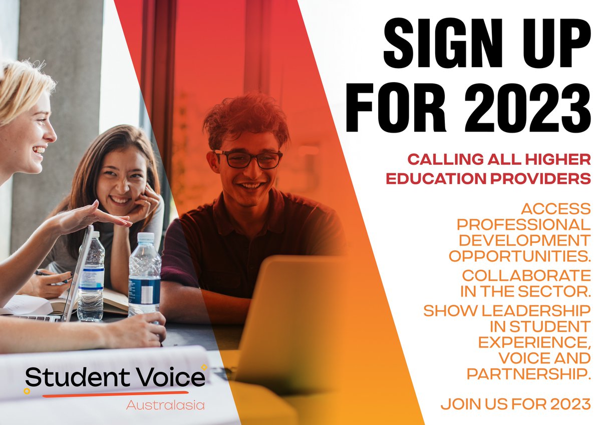 Sign up for 2023 SVA Membership now and join our growing network committed to student voice and participation in #highereducation. 2023 is going to be bigger &amp; better than ever and we can't wait 😎  studentvoiceaustralasia.com/s/2023_SVA_Mem…