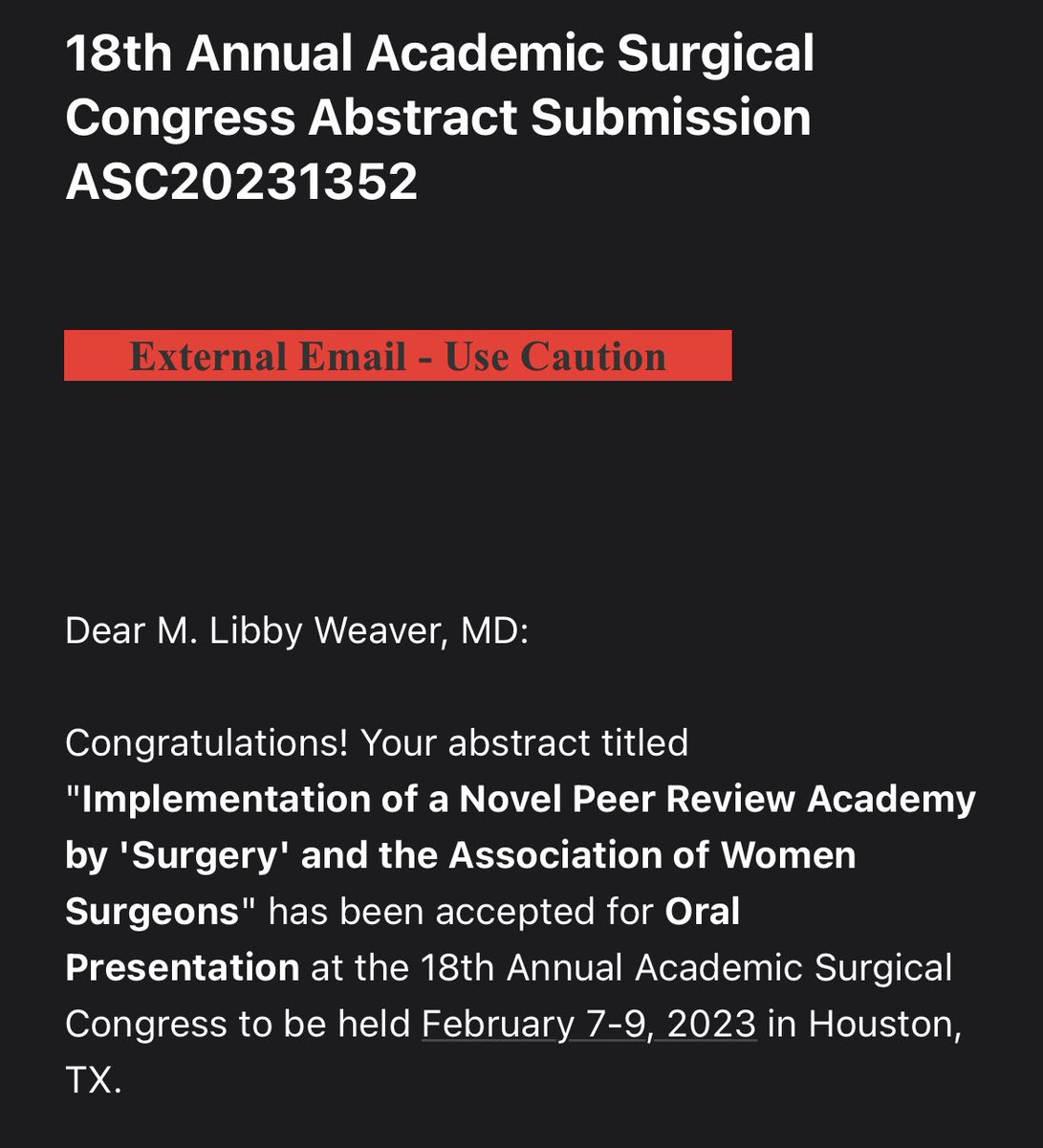 In case you didn’t realize how awesome the @WomenSurgeons @SurgJournal #ReviewerAcademy really is, our abstract describing the inaugural year outcomes will be presented at #ASC2023! @AeroMD @YanaEtkin @rebeccamarmor @lisacannada @LeahTatebe @altierim1 @KDTinyDr @JenniferPlichta