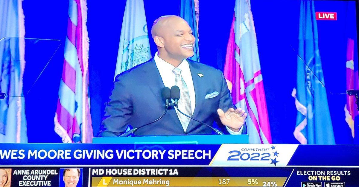 jemillerbalt's tweet photo. Governor-elect of Maryland Wes Moore acknowledged his adopted hometown of Baltimore City in his acceptance speech..and held his party in the City. 
As it should be. https://t.co/DhdQyo2O0o
