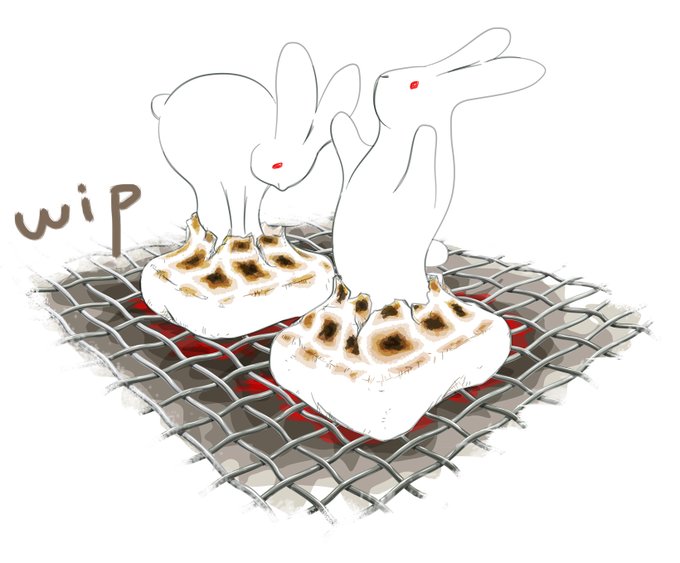 〝ウサギ餅〟こういう絵を描く季節になってきました。#イラスト #wip #illustration 