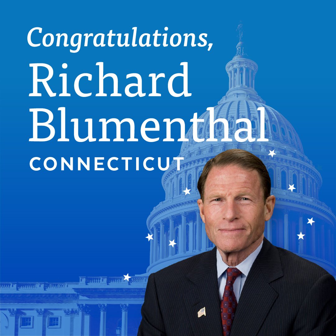 Senate Democrats (@dscc) on Twitter photo Congratulations to Senator <a href="/DickBlumenthal/">Richard Blumenthal</a> on winning another term in the Senate! Senator Blumenthal always puts Connecticut first. #CTSen Congratulations to Senator <a href="/DickBlumenthal/">Richard Blumenthal</a> on winning another term in the Senate! Senator Blumenthal always puts Connecticut first. #CTSen