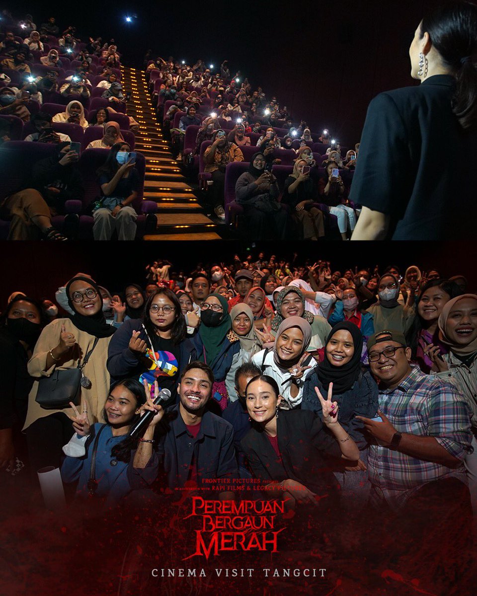 BergaunMerah's tweet photo. NOBAR TANGCIT MENGGELEGAR 🔥

2 studio full teriak-teriak dan senang-senang. Terima kasih teman-teman yang sudah datang.

Perempuan Bergaun Merah sedang tayang. Yuk ke bioskop sekarang!

#PerempuanBergaunMerah https://t.co/VuIwCCQta8
