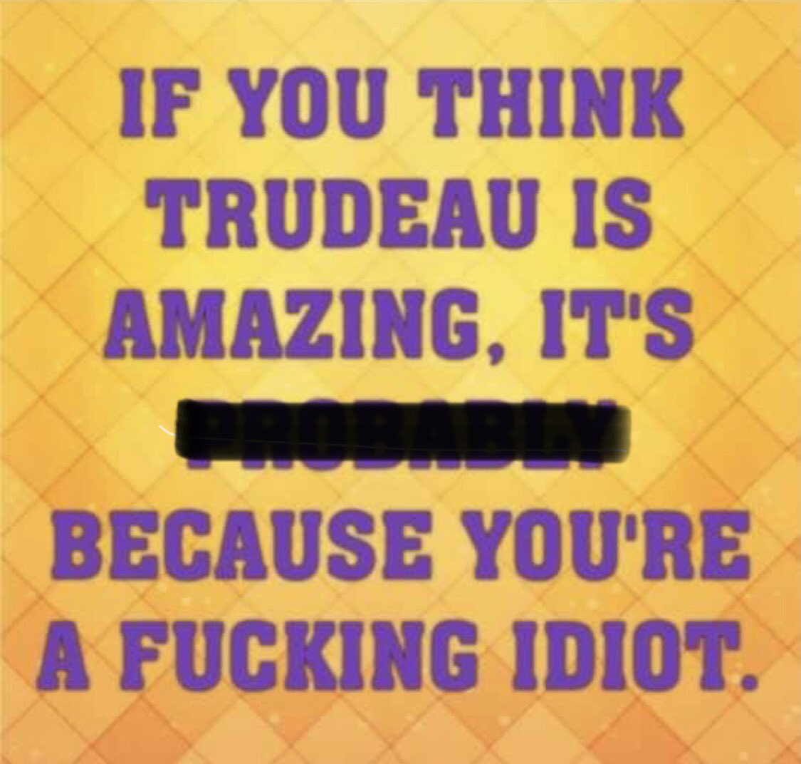 k75inT's tweet photo. @AB_Rebellion @canadasdragrace @JordyIronstar @JustinTrudeau @CraveCanada @Bhytes1 #FuckYouTrudeau
 #Justinflation
#Justincompetence
#GerretsenMustGo
#TrudeauMustGoToJail
#TrudeauHasGotToGo 
#TrudeauMustGo
#TrudeauDictatorship
#TrudeauNationalDisgrace
#TrudeauBlackface
#TrudeauCorruption
#TrudeauFakeFeminist
#ICantStandTrudeau
#RemoveThePM https://t.co/tcSlnzl9NR
