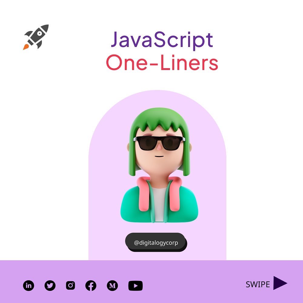 DigitalogyCorp's tweet image. Killer Javascript One Liners 🙇♂️
#coder #codergirl #javascript #coderpower #coders #coding #codingbootcamp #codingisfun #java #javascript #programing #programmer #programmerlife #programmer #programmerlife #programing #programming #webdesigners #softwaredeveloper