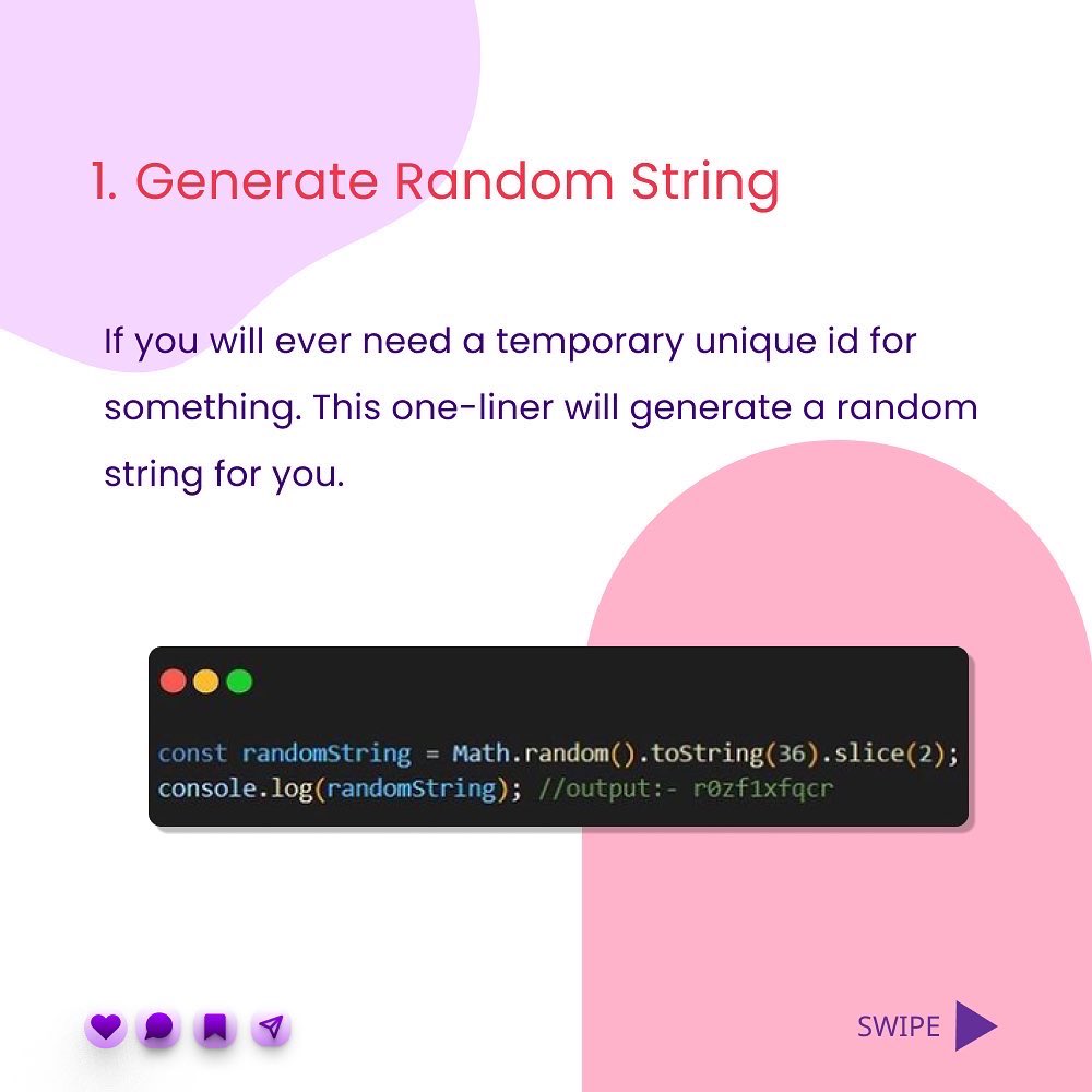 DigitalogyCorp's tweet image. Killer Javascript One Liners 🙇♂️
#coder #codergirl #javascript #coderpower #coders #coding #codingbootcamp #codingisfun #java #javascript #programing #programmer #programmerlife #programmer #programmerlife #programing #programming #webdesigners #softwaredeveloper