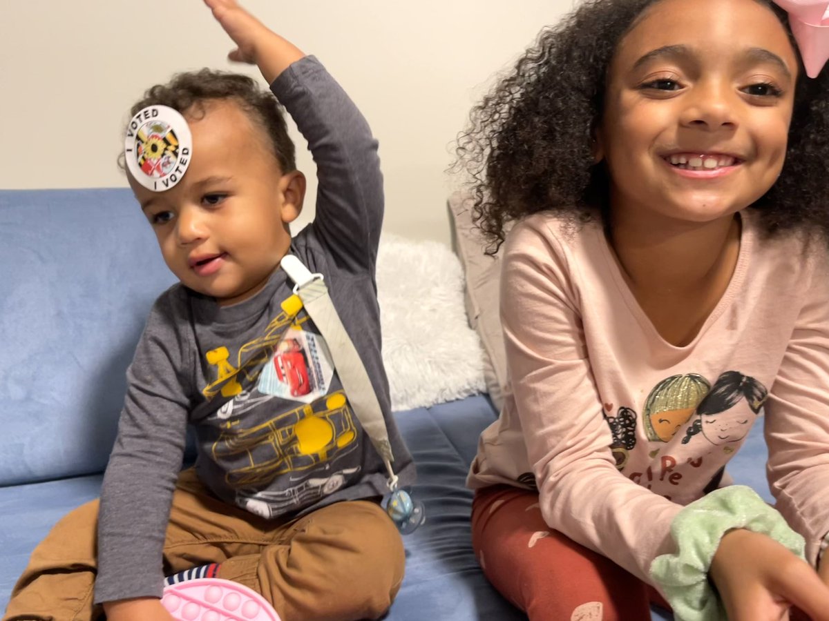 HeyMrsSavage's tweet photo. Today, I voted.  For my two babies, their futures, and the world I hope they get to experience. https://t.co/WbQCFT1MNP