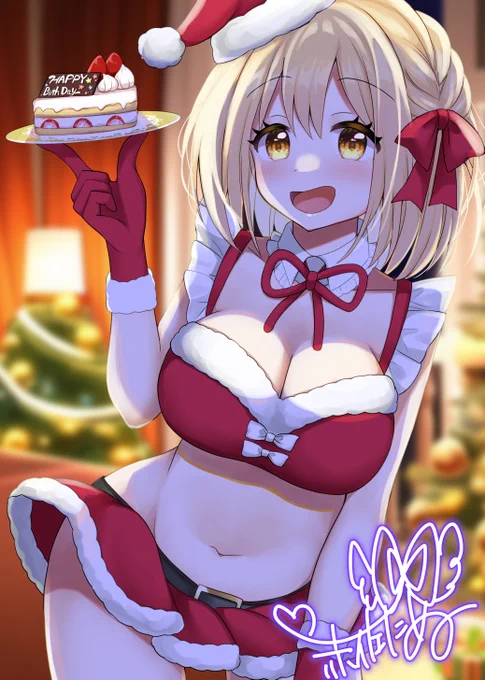 12月誕生日の君にたぬちゃんサンタがお祝いだよ作業工程たぬちゃん描いたよ 