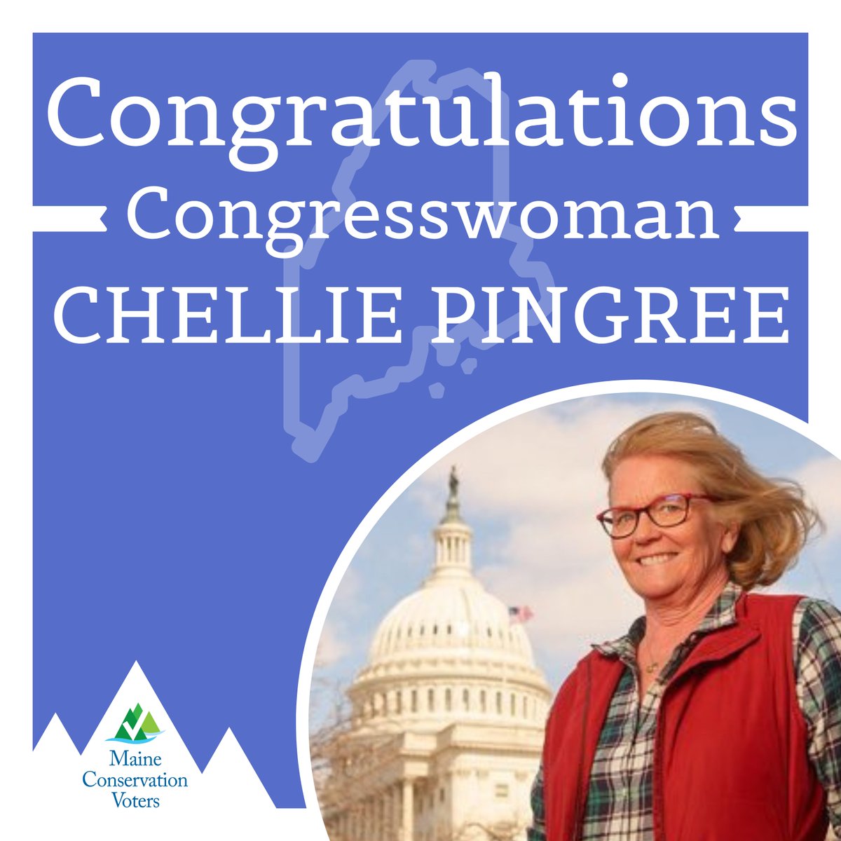 CONGRATULATIONS to one of Maine’s fiercest environmental champions, Rep. <a href="/chelliepingree/">Congresswoman Chellie Pingree 🇺🇸🇺🇦</a>, on her re-election to Congress! #MEPolitics