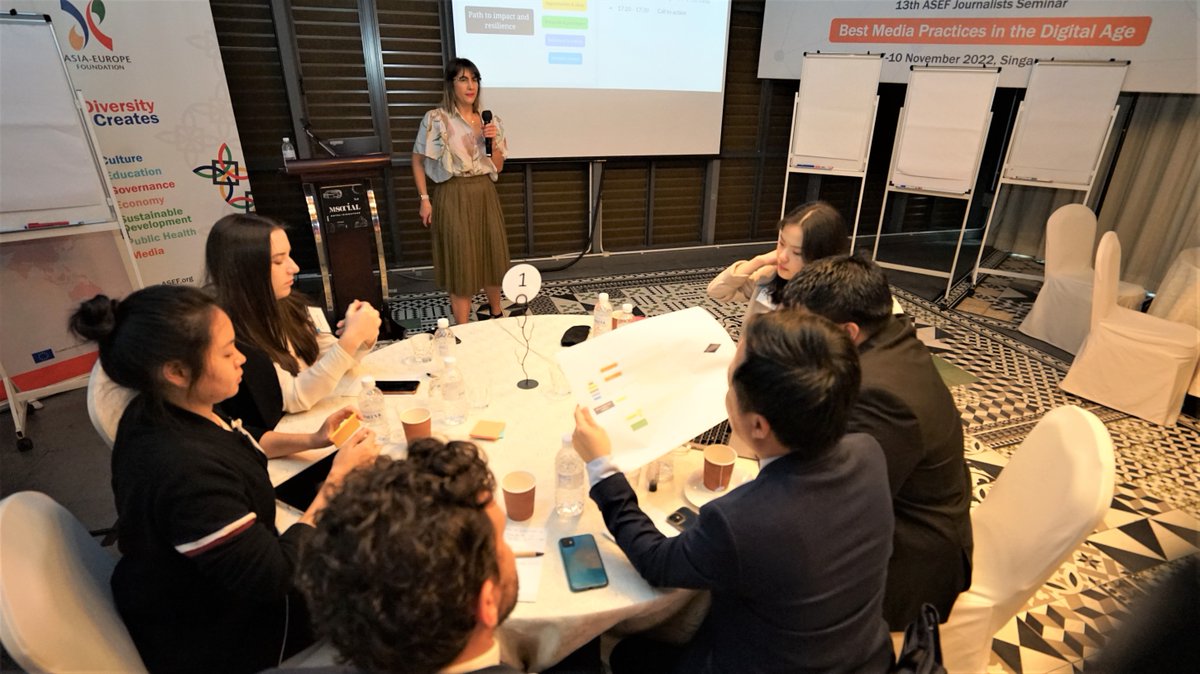 aseforg's tweet photo. Module 2 of the #ASEFJS13 was led by @girlondon, a senior consultant based in Australia. Ms. Geels shared with participants a different perspective on 'Constructive Journalism' through the lens of optimising resilience and impact for journalists & media organisations. https://t.co/veYF8liyRX