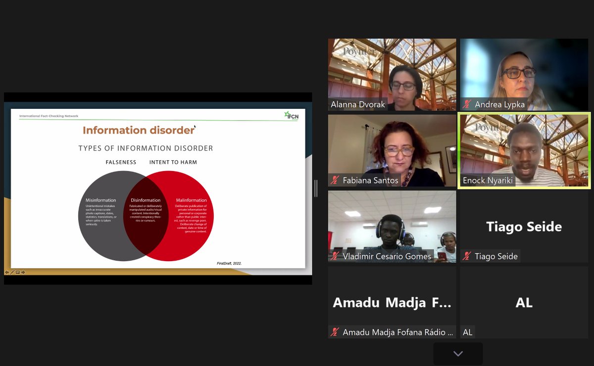andrealypka's tweet photo. Last Saturday, we great conversation about #socialmedia, #fakenews, #media with Fabiana Santos @IJNet, Enock Nyariki, and Alanna Dvorak from @Poynter. Thanks for mentoring the #journalists from #GuineaBissau. #lifeofafellow #eslteacher #elfellow @ELPrograms https://t.co/ivSTrY88qB