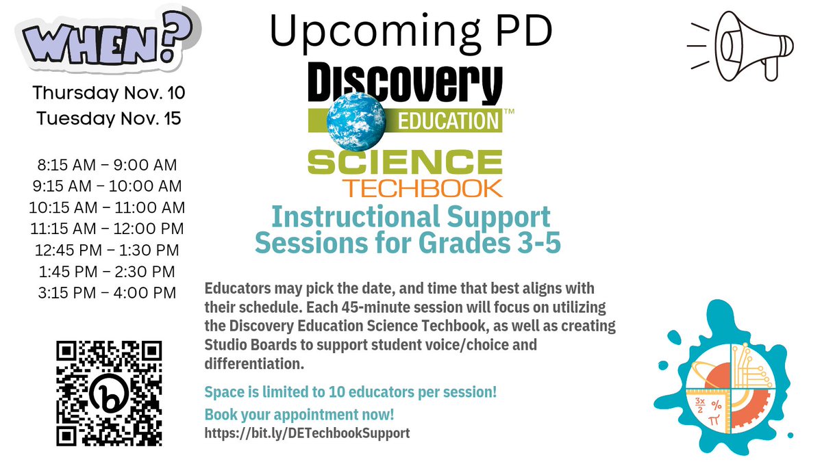 Professional Learning Alert! We are offering 3rd-5th grade Science Instructional Support with Discovery Education. Plenty of available for this Thursday. #mnpssteam