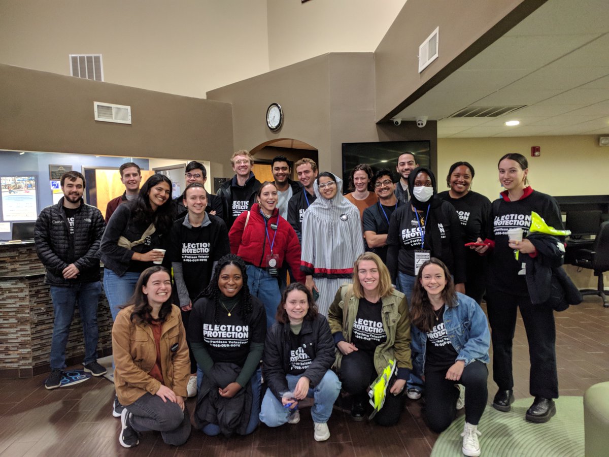 So grateful after weeks of planning, fundraising and logistics to spend a meaningful and inspiring day monitoring the polls, ensuring voter access and answering many questions with 55 <a href="/nyulaw/">NYU Law</a> students. Thank you <a href="/CommonCause/">Common Cause</a>!

And now we wait for the results...