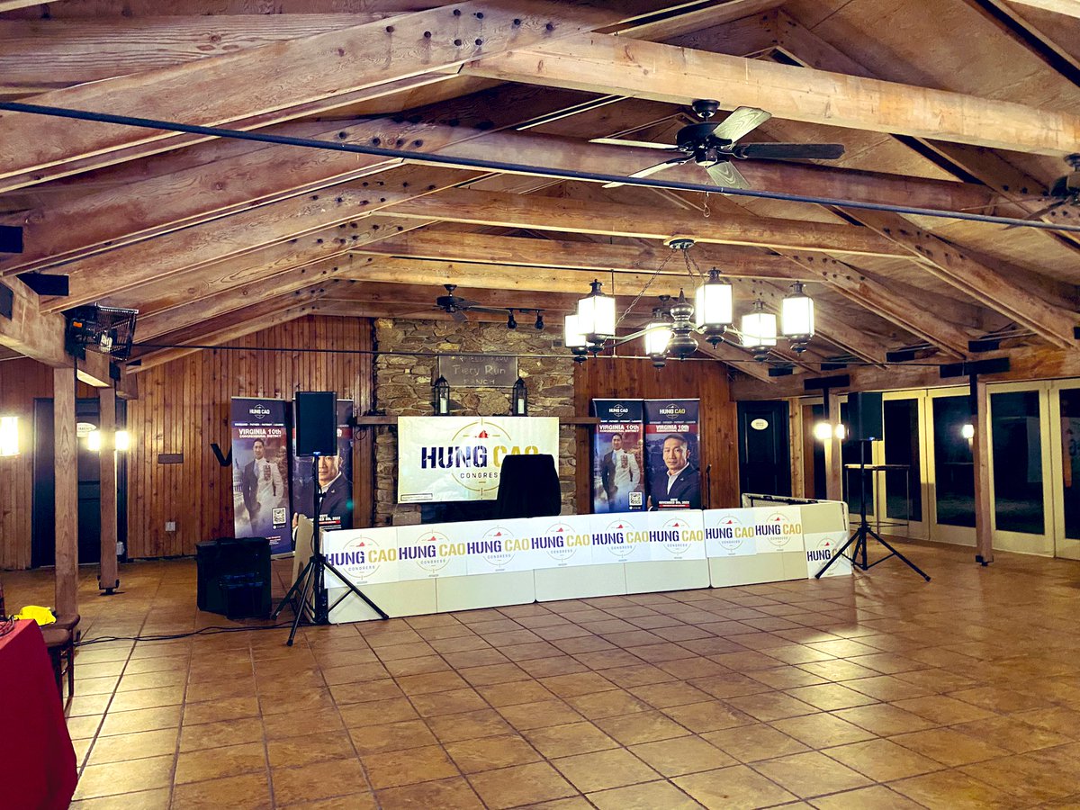 CTuckerNews's tweet photo. Campaign for Hung Cao (Republican) is getting set up for his election night event out in Fauquier County. Bonfires are burning outside venue and we are surrounded by farms. @nbcwashington https://t.co/ihudMGUe7u