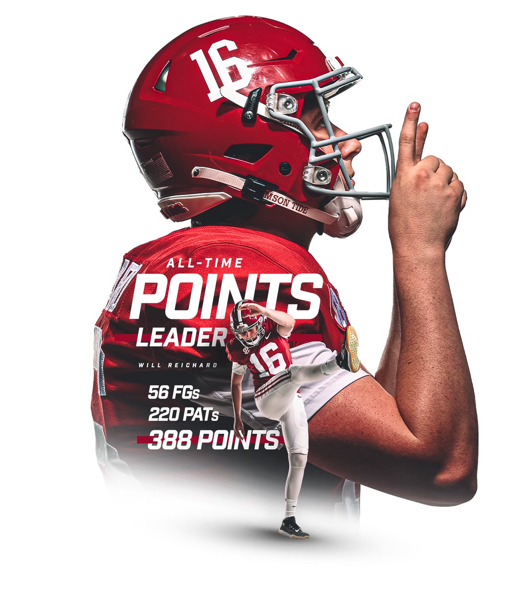 AlabamaFTBL's tweet photo. One of the BEST to ever do it at Alabama. 

Congratulations, @WillReichard 

#RollTide https://t.co/VcKv5bFSmo