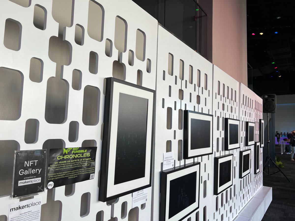 The CHRONICLES series was exhibited at the <a href="/0xProject/">0x</a> event last week! (part of #BlockchainSF)

Thank you @makersplace for making it happen!

Missed the event? 
Check out the story and all of the pieces here:
NOTFUNGIBLE.COM/CHRONICLES
#nftgallery #nftexhibition #NFTexpo