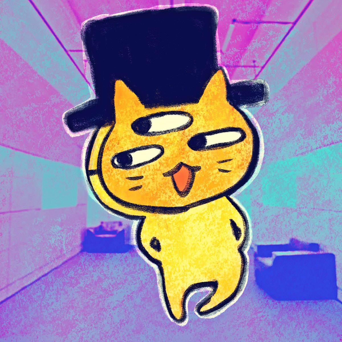 hat no humans solo cat open mouth top hat smile  illustration images