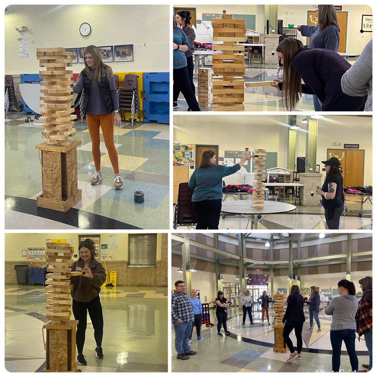 househelm's tweet photo. A little PD break complete with yard games, music, and a little friendly competition @HodgeHawks #HawksSOAR https://t.co/wPDY6QZjjn