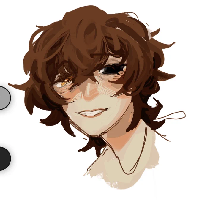 Dazai doodle :) the one on the right is based off  's heterochromia dazai tweet, you cant rlly see it that well but the concept is really cool!!#BungouStrayDogs #bsdfanart 