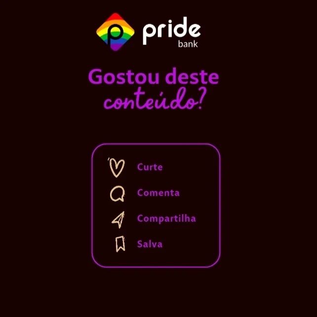 O Primeiro Banco LGBTI+ do mundo
O Pride Bank se orgulha de não ser apenas um banco digital: somos um banco digital com propósito social e impactamos a vida de pessoas da comunidade LGBTI+ apoiando causas sociais através do Instituto Pride, que recebe parte de nosso lucro.