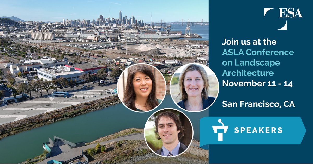 esassoc's tweet photo. We’ve got a great lineup of presentations and events scheduled at this year’s American Society of Landscape Architects (@NationalASLA) Conference on Landscape Architecture in San Francisco from Nov. 11-14. More info: https://t.co/b4CCxPi8e1 #LivingShorelines #ASLA2022 https://t.co/sgLvodZXHm