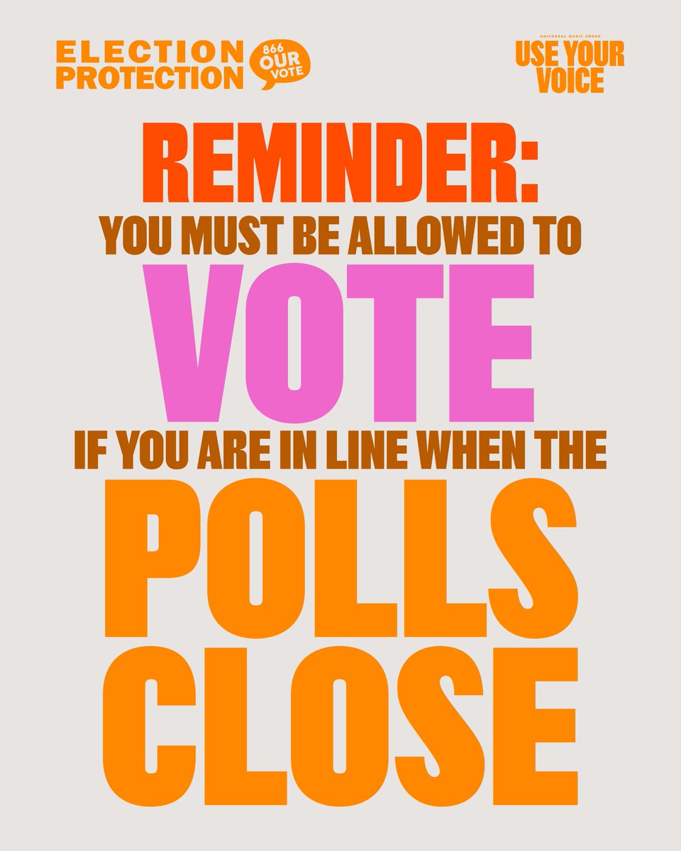 866OURVOTE's tweet photo. 🚨 As polls begin to close tonight, If you are in line to vote, STAY IN LINE! Volunteers are standing by to help if you encounter any issues or have any questions by phone and text at 866-OUR-VOTE (866-687-8683)! #ProtectOurVote #UseYourVoice https://t.co/ISioJc7M5F