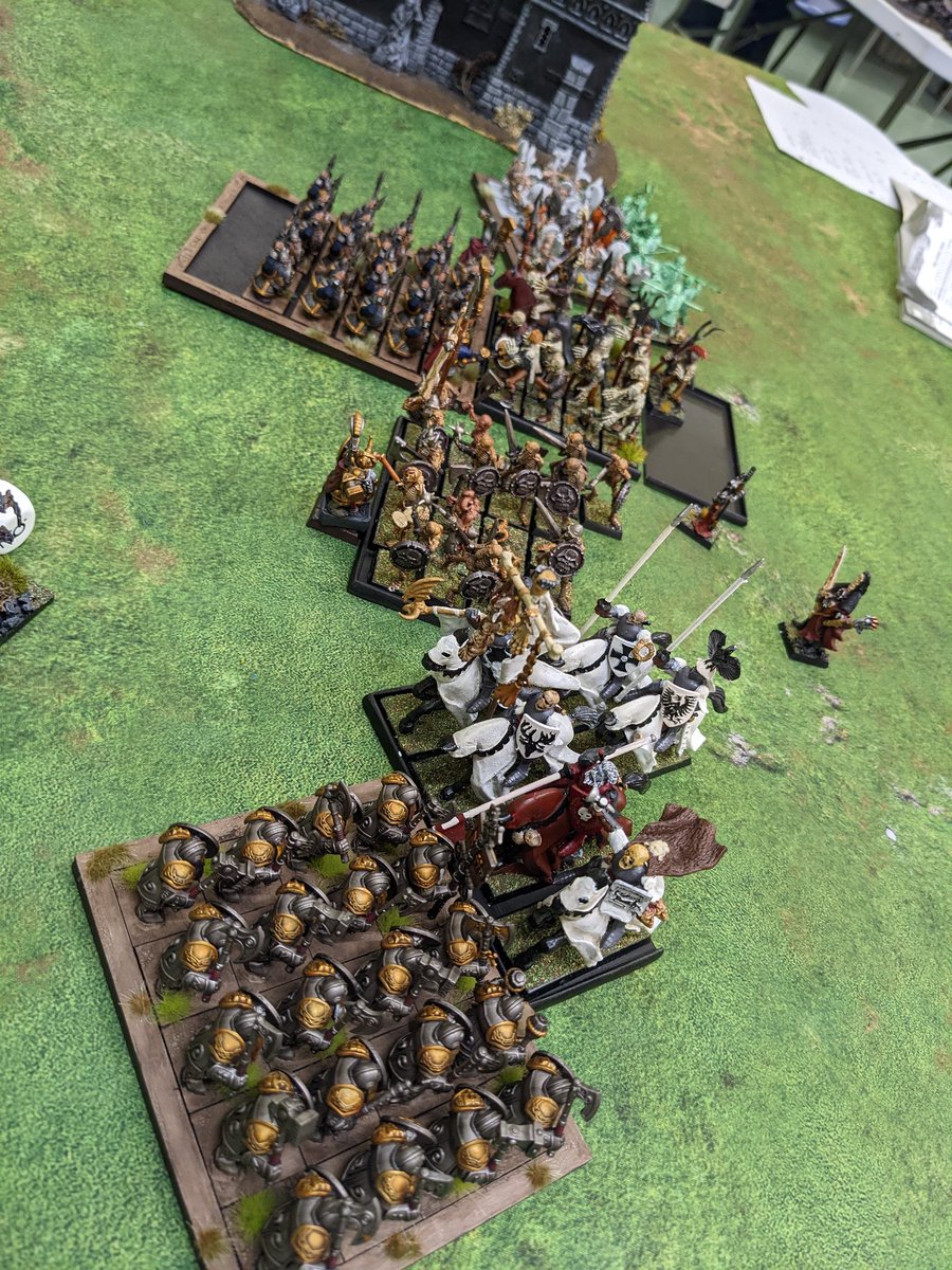 van_von_vulkvan's tweet photo. Tonight at the club I lead my Dwarfs to victory against the vampire counts! The shield wall held firm! MVPs were The Ironbreakers who killed the vampire and his black Knights, swinging the game in my favour! KHAZUK! #warhammerfantasy #6thed #warmongers #gamesworkshop https://t.co/Xffl6xEKBX