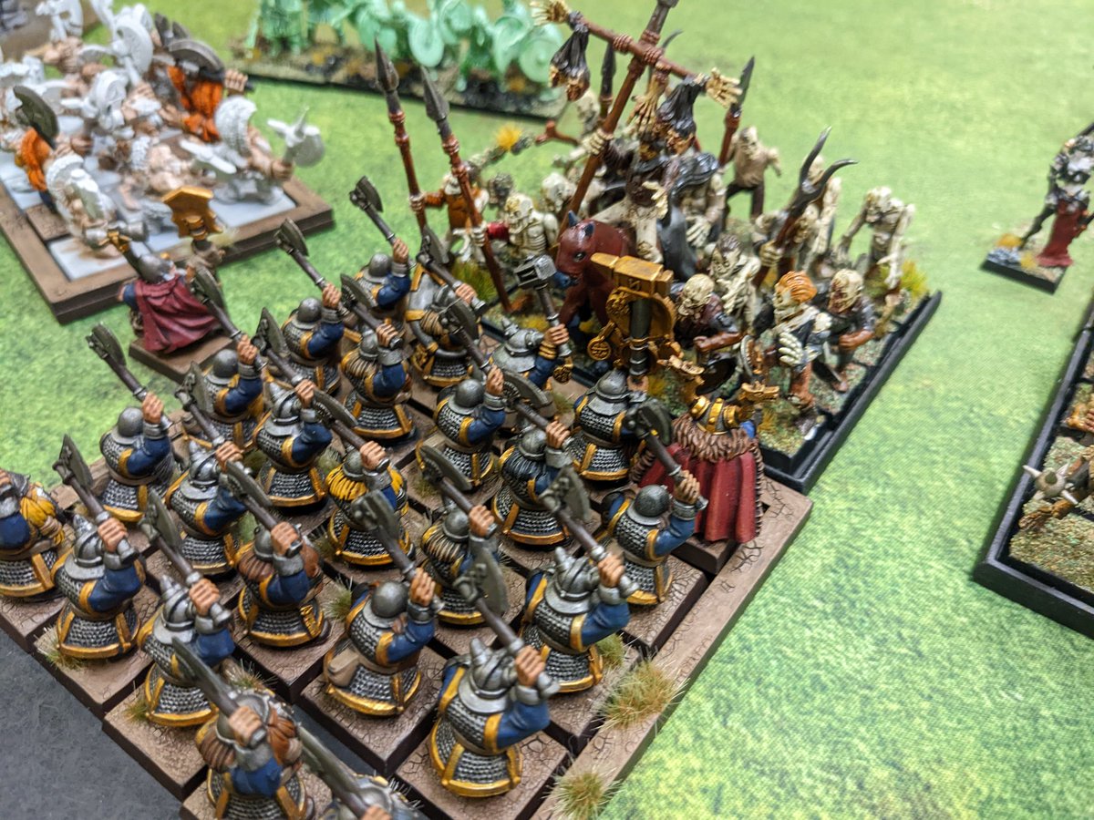 van_von_vulkvan's tweet photo. Tonight at the club I lead my Dwarfs to victory against the vampire counts! The shield wall held firm! MVPs were The Ironbreakers who killed the vampire and his black Knights, swinging the game in my favour! KHAZUK! #warhammerfantasy #6thed #warmongers #gamesworkshop https://t.co/Xffl6xEKBX