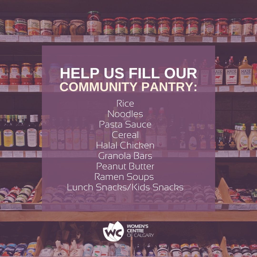 This November we are asking you to give a little more. Help us help women in our community who have been food insecure by donating food items. 

Donate to the Women's Centre of Calgary this fall and be a part of getting families through the coldest time of year.