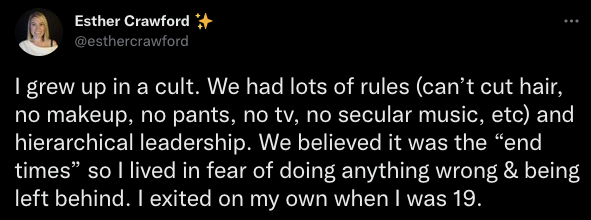 well im glad shes not in a cult anymore