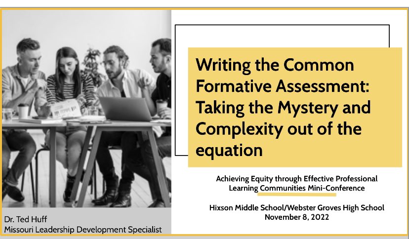 TedHiff's tweet image. The next level of engagement: writing authentic Common Formative Assessments (with calibration)!! Thank you @WebsterGrovesSD secondary teachers! You’re pushing education to the next level with your work! @StLouisRPDC @EducPlus @skulpa #CustomizedPD