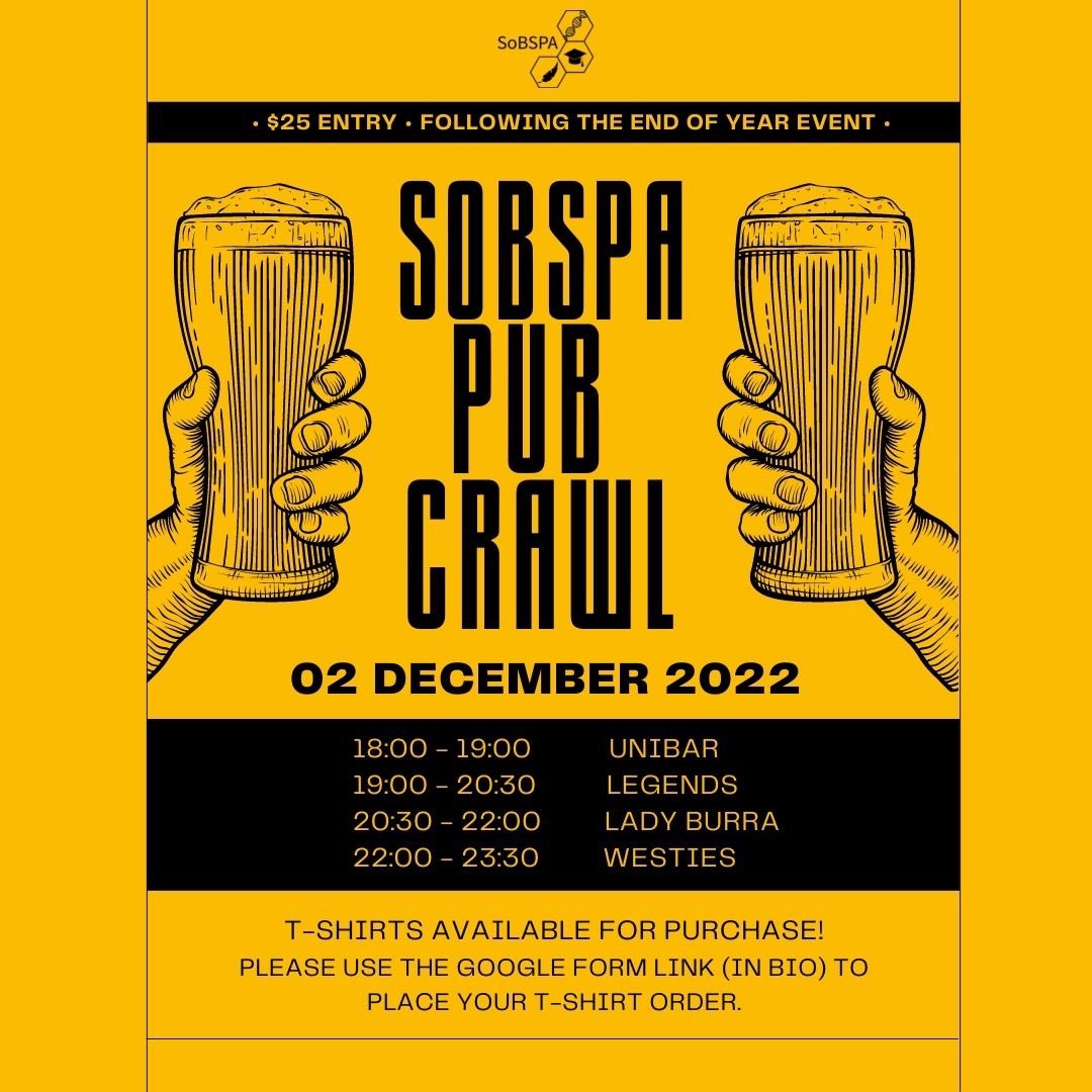 The moment you’ve all been waiting for… our annual pub crawl!! 🍻

Get in your T-shirt orders ASAP to avoid missing out! Reserve your T-shirt NOW and pay LATER! 👕 T-shirts are being sold at $25 ➡️ tr.ee/L8IXFNqjDA