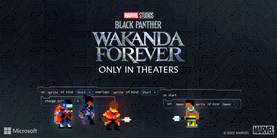 <a href="/Marvel/">Marvel Entertainment</a> <a href="/Microsoft/">Microsoft</a> <a href="/Xbox/">Xbox</a> Get started with your coding journey here: aka.ms/wakanda 

#WakandaForever