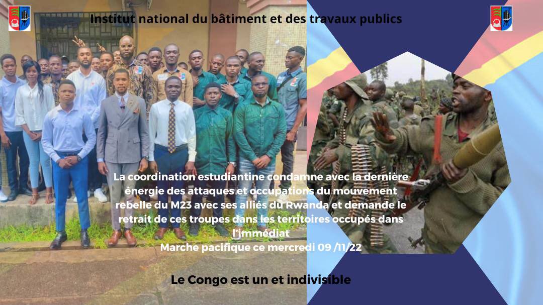 < C’est très souvent du côté de la foule que se montre le patriotisme, le sentiment de la défense des intérêts sociaux > La coordination estudiantine de l’inbtp fait appel aux étudiants congolais de rehausser à une marche pacifique demain mercredi 09/11/2022 à 7h 30’ en se tenant
