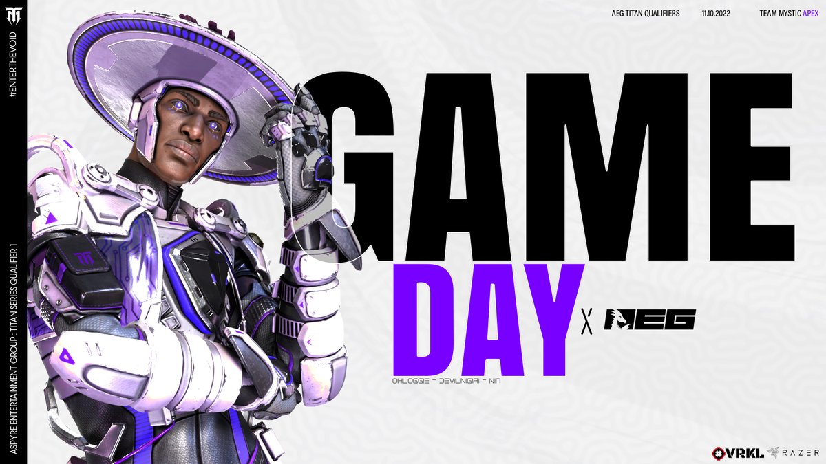 We just can't get enough... so we're back for more!

😈TM Apex | @ohLoggie . <a href="/DevilNigiri/">DevilNigiri</a> . <a href="/NIA56__/">NiA56</a> 

⭐️@CompetewithAEG | #TitanSeries
#EnterTheVoid | #Esports | #ApexLegends