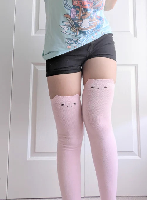 Thigh socks just arrived >:3c! I'll be working on sending out the pr*rdered ones! The extras are available now  