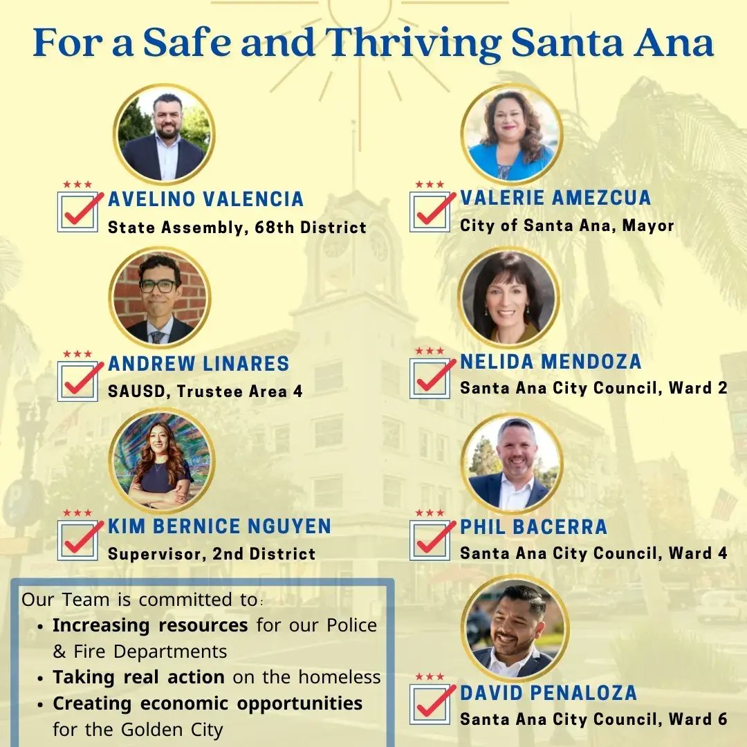 Final hours of Election Day! 🗳 
 🙏 Asking everyone to reach out again to your #SantaAna network to remind them it’s their final chance to vote for  <a href="/ValerieAmezcua/">Valerie Amezcua</a> to be the next #Mayor of Santa Ana!
🗳 Or Mail it asap (it needs to be postmarked by today) #OrangeCounty