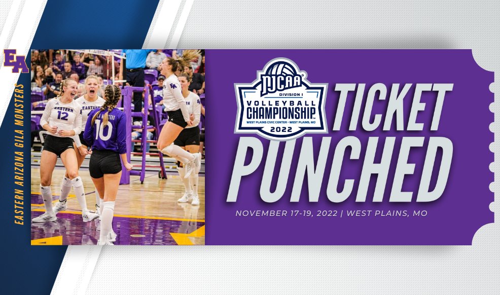 NJCAA Volleyball (@njcaavolleyball) on Twitter photo 🚨 Eastern Arizona is IN! 🚨
The <a href="/eacmonsters/">Eastern Arizona College</a> sweep Hill College in the Southwest B District Championship to claim their spot in the DI #NJCAAVB Championship 🎟️👊
njcaa.org/sports/wvball/… 🚨 Eastern Arizona is IN! 🚨
The <a href="/eacmonsters/">Eastern Arizona College</a> sweep Hill College in the Southwest B District Championship to claim their spot in the DI #NJCAAVB Championship 🎟️👊
njcaa.org/sports/wvball/…