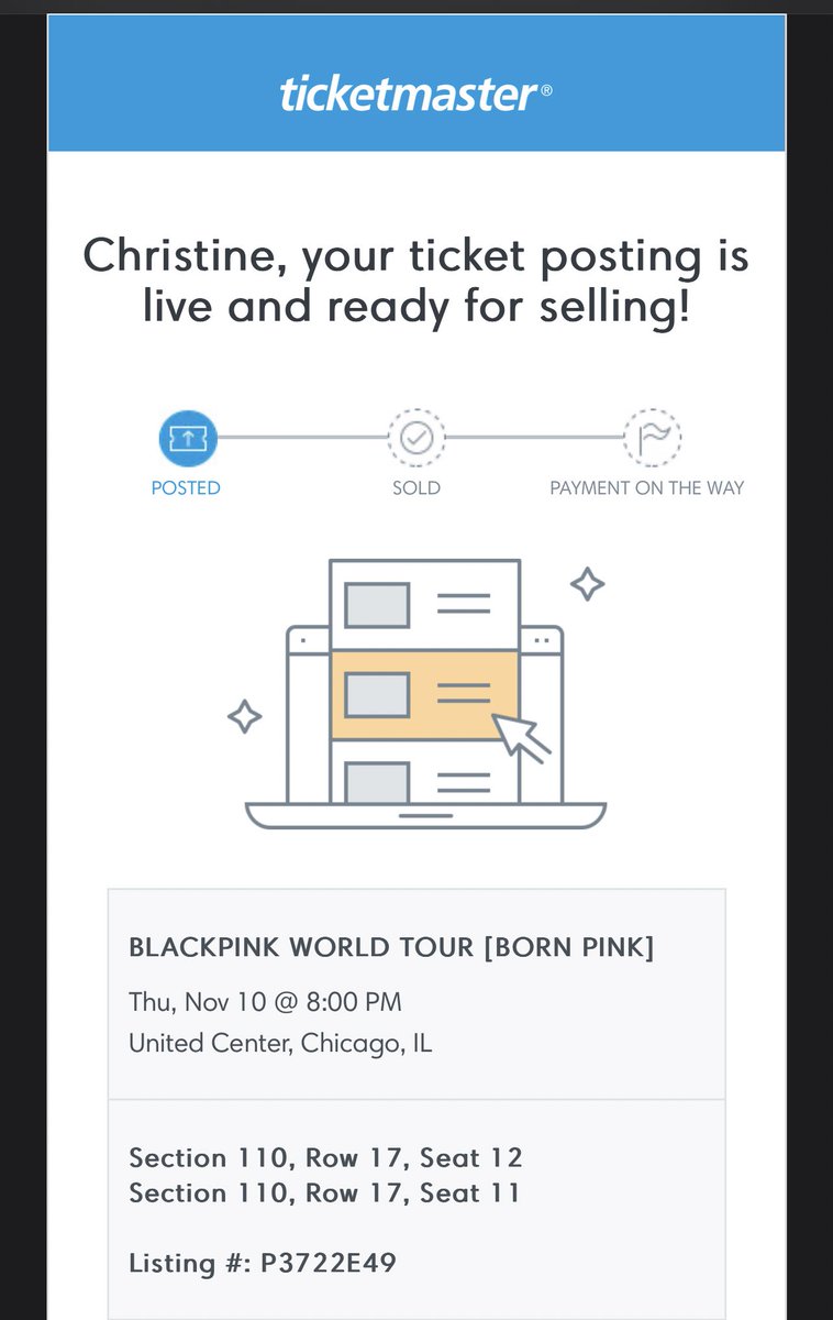 tineme317's tweet photo. WTS x2 BlackPink tickets for Chicago!! Purchase through Ticketmaster now =] Dm me if you want a lower price so I can reset through the website. #BLACKPINKWorldTour2022 #BLACKPINKinCHICAGO https://t.co/q9ma5c2OMh