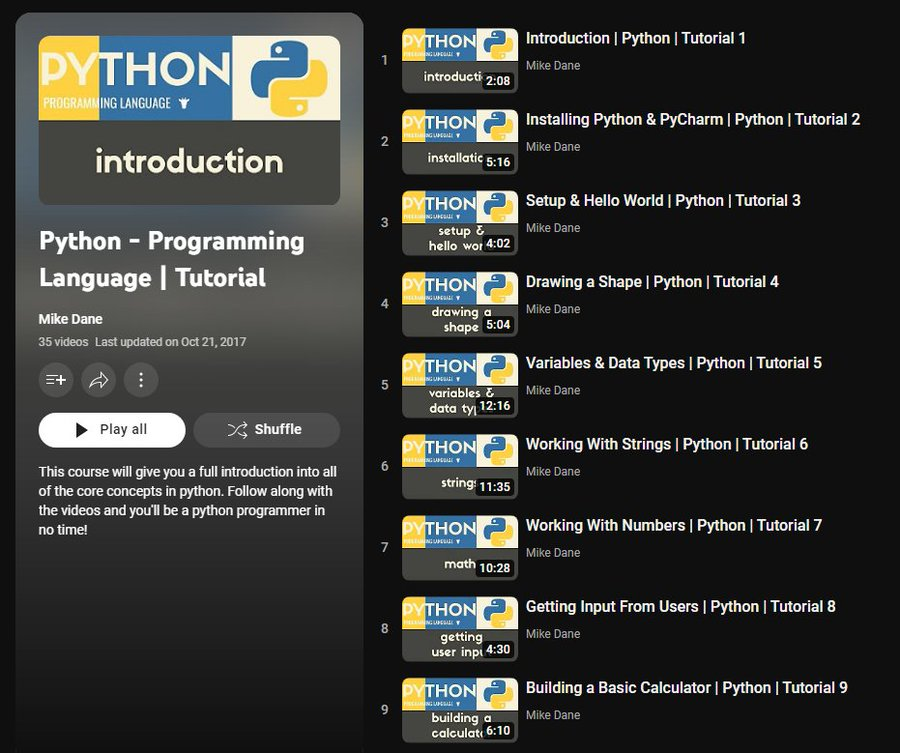 dansar39's tweet photo. Aprenda #Python - Curso completo para principiantes en 4 horas
Este curso le brindará una introducción completa a todos los conceptos básicos de Python. ¡Sigue los videos y serás un programador de Python en poco tiempo!
https://t.co/IqiPD1mf5X https://t.co/zQ6GwpxUUu