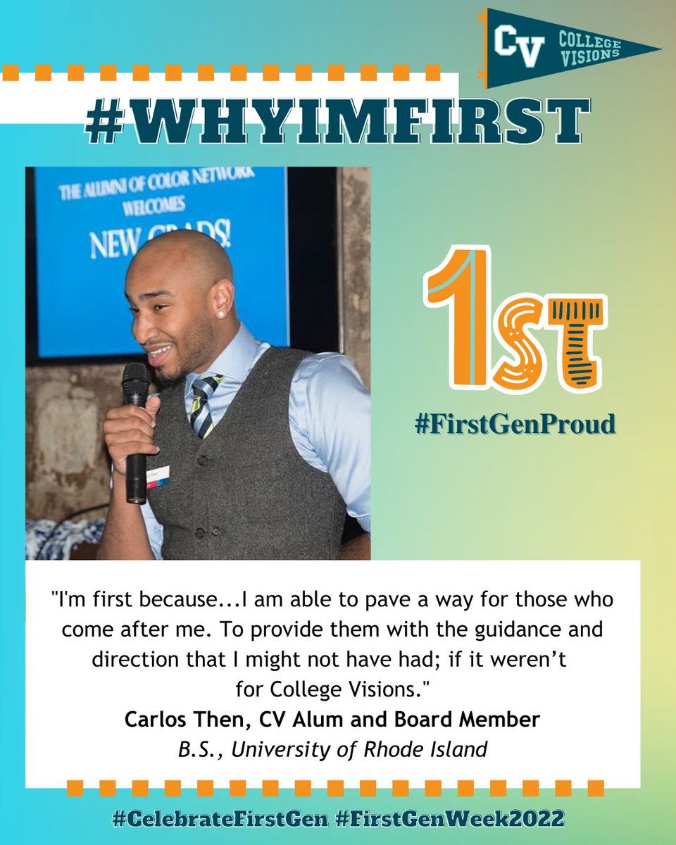 collegevisions's tweet photo. #WhyImFirst from our Executive Director, Lamont, and CV Alum now Board Member, Carlos! #FirstGenProud #CelebrateFirstGen https://t.co/OnZgjXH2Tn