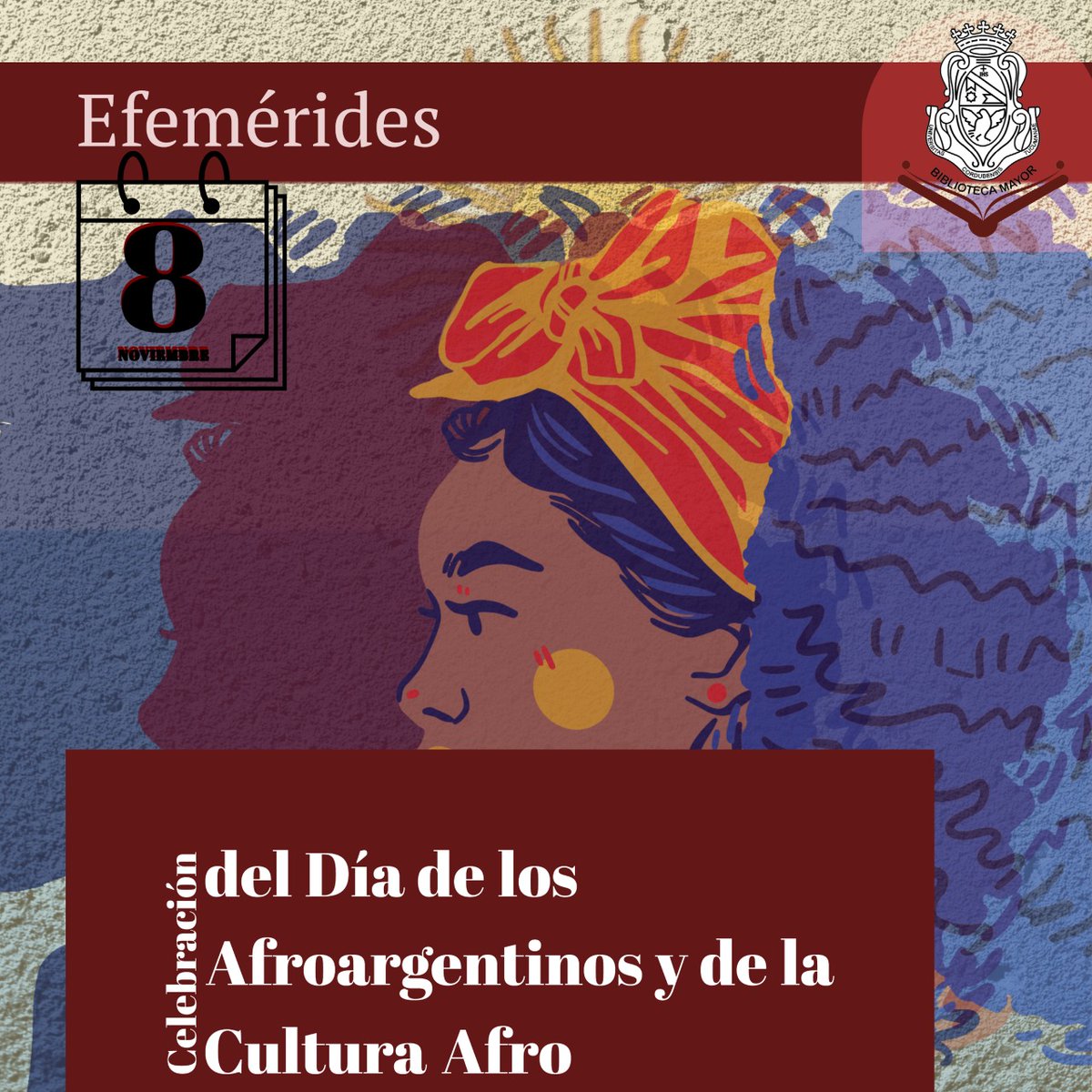 bmayorunc's tweet photo. #Efemérides #BibliotecaMayor #8N
Esta fecha honra la memoria de María Remedios Del Valle, patriota que luchó junto a Manuel Belgrano y que murió el 8 de noviembre de 1847.
El objetivo central de esta celebración es impulsar  visibilizar y dar apoyo a la cultura afro. https://t.co/0IyvuDB74L