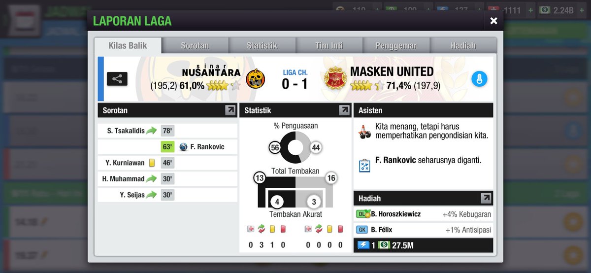 Matchday Results

Selasa, 08 Nov 2022
_____
Full time
Sinar NUSANTARA 0️⃣-1️⃣ MASKEN UNITED

#TopEleven #topelevenindonesia