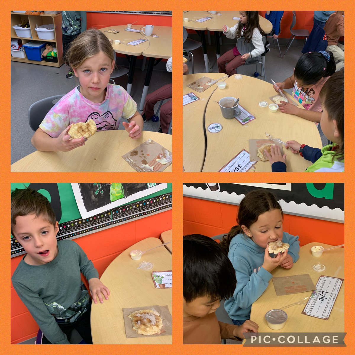 Eating our homemade bannock beaver tails after learning about the the grandfather teaching of the beaver 🦫 #SageCreekLRSD