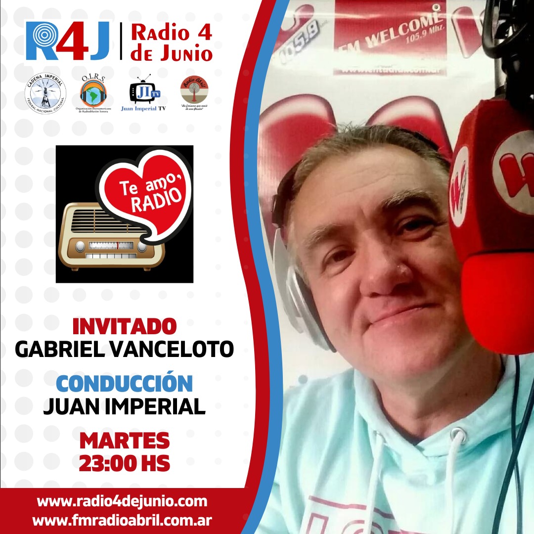 TeAmoRadio2020's tweet photo. ⏰ 23:00
📌 @TeAmoRadio2020
🗣️ @juanimperial
🤝🏻 Gabriel Vanceloto 
💼 @acaderecpro
📻 @radio4dejunio, @fmradioabril, @juanimperialtv,  @CadenaImperial y @oirsarg
💻 https://t.co/3Ix5tTnlgr - https://t.co/IikvgbdXJD - https://t.co/S3sGIgCKHT https://t.co/GEkwmblTrQ