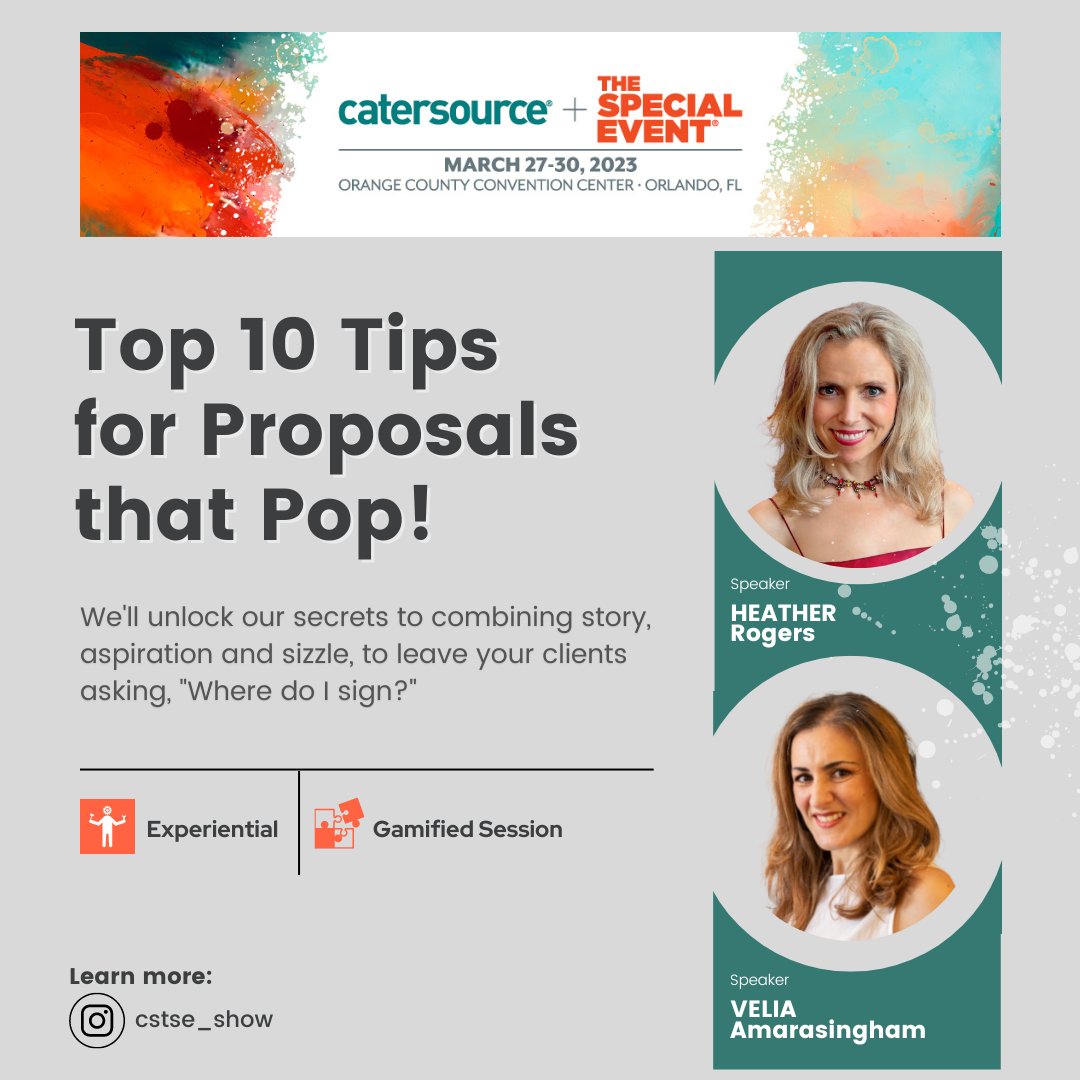 Heathermagic's tweet photo. We’re thrilled to be taking our gamified, educational keynote to Orlando! We’ll be speaking at the most innovative industry gathering of the year March. Learn more @cstse_show
#curatedentertainment #catersource #speaker #conference #eventprofs https://t.co/1UOZQH9JFa