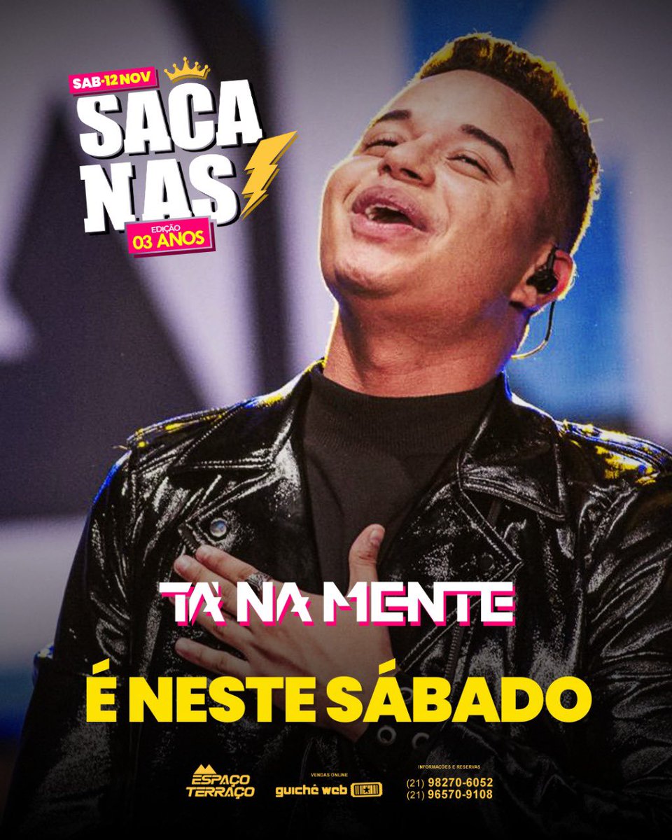 diellmarques's tweet photo. SÁBADO AGORA NO ESPAÇO TERRAÇO TEM TÁ NA MENTE &amp; MC MARKS NA SACANAS DE 3 ANOS 😍💥⚡️🚀 https://t.co/1W2NrbYxNN