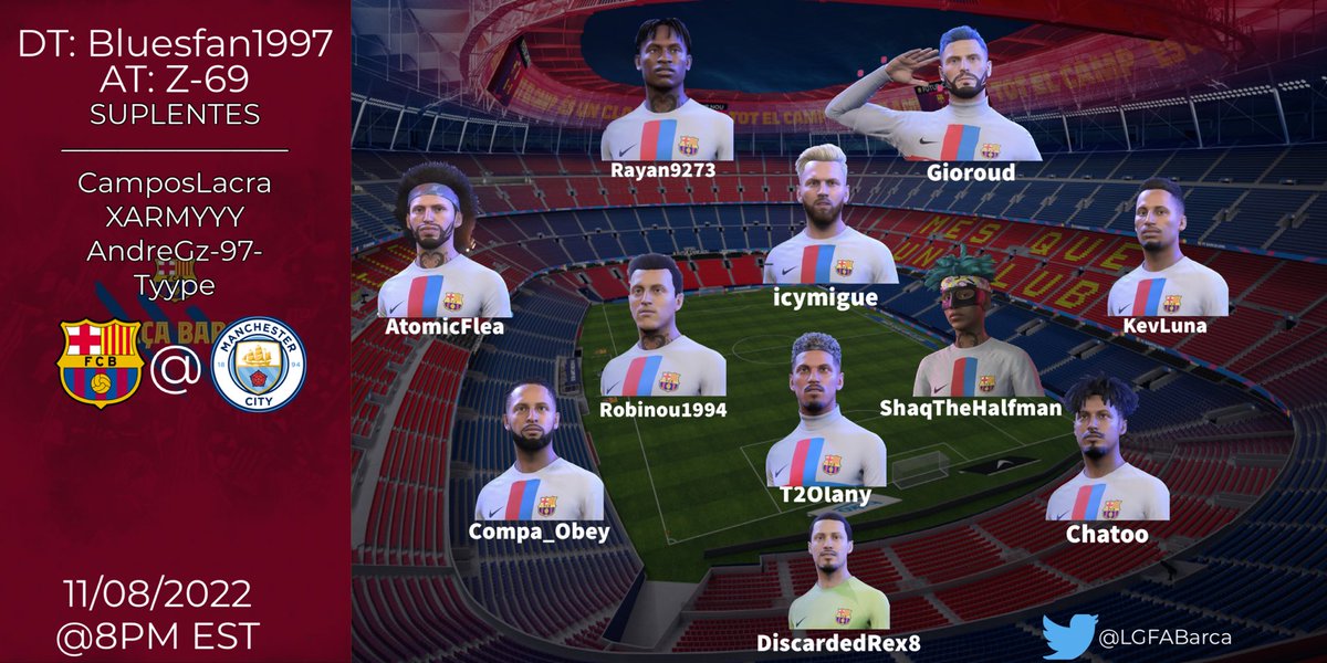 LGFABarca's tweet photo. 🚨 Starting XI 🚨 https://t.co/znu8h3jvxX