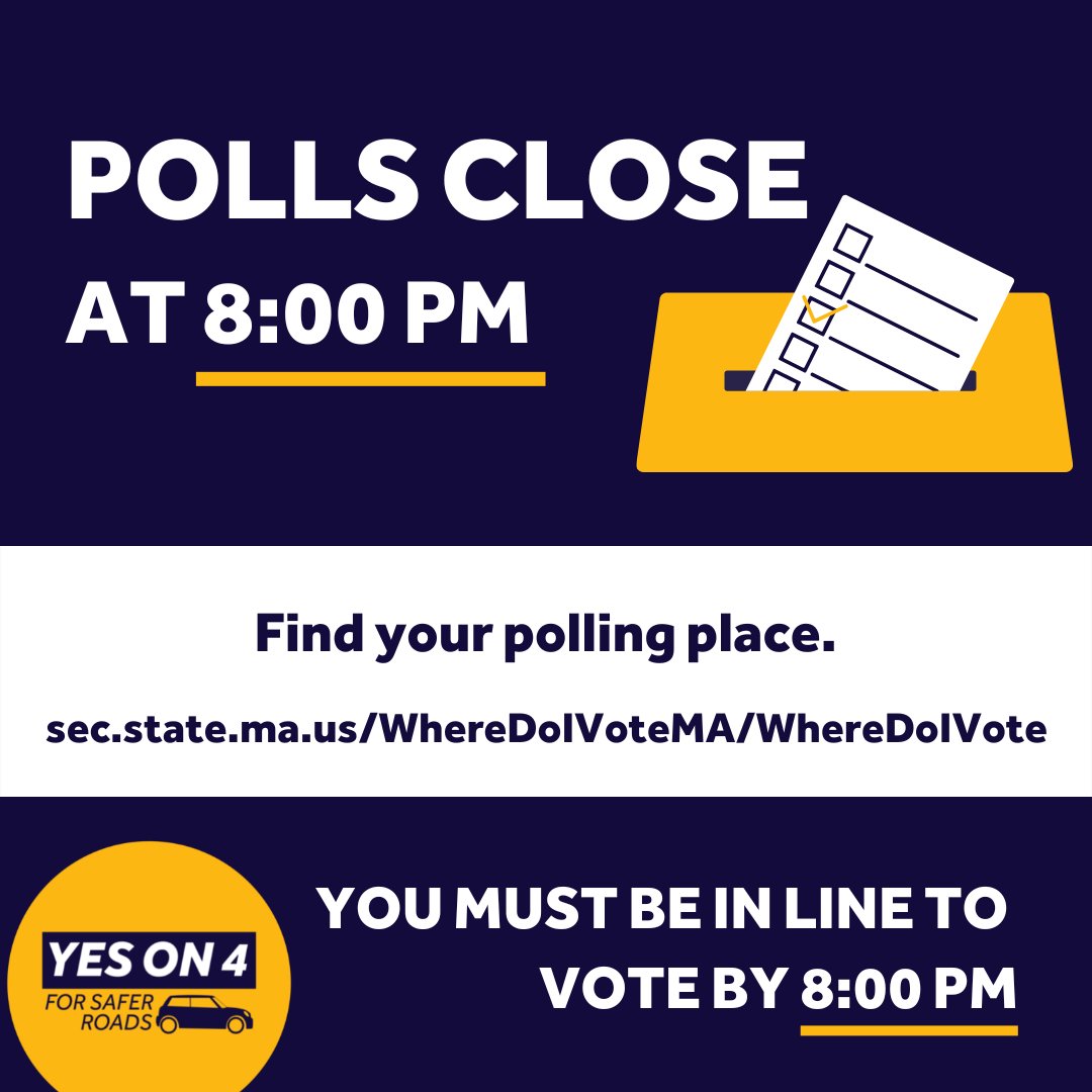 Polls are officially closed, Massachusetts! If you're already in line, stay in line to cast your ballot.

If you already cast your ballot, thank you for your vote. Your support has meant the world to this movement over the past few months.

We'll see you on the other side.
