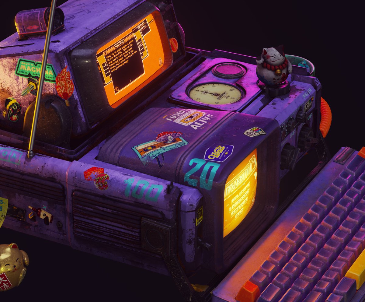 Fictional sanyo 50T51R cyberdeck
c4d, substancepainter and octane
#retrofuturism #casettefuturism #vintage #cyberpunk #nostalgic #Substance3DPainter #cinema4d #octanerender